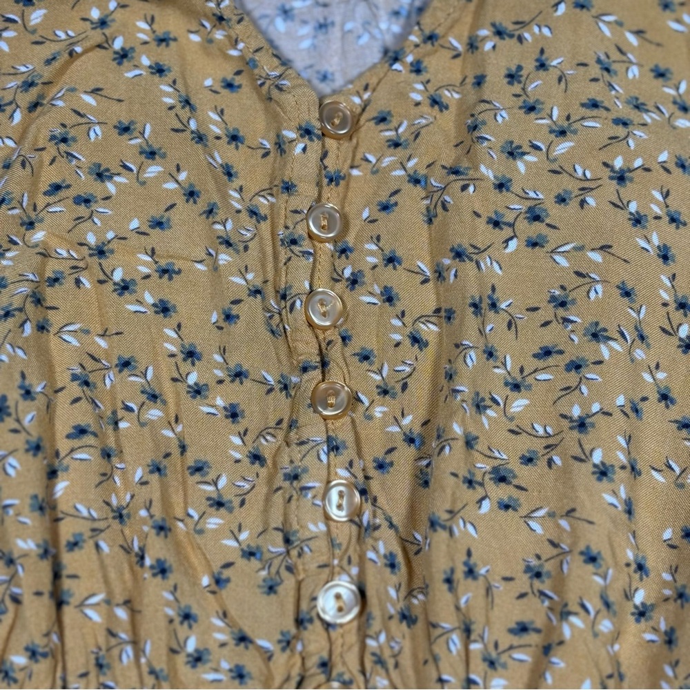 Sunday Mi Amor Floral Sun Dress Women's X-Small Yellow Floral Print Spring - Picture 5 of 11